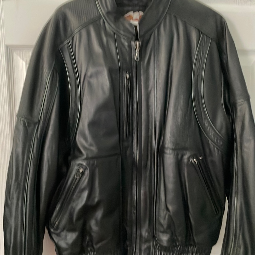 heavy leather harley davidson coat